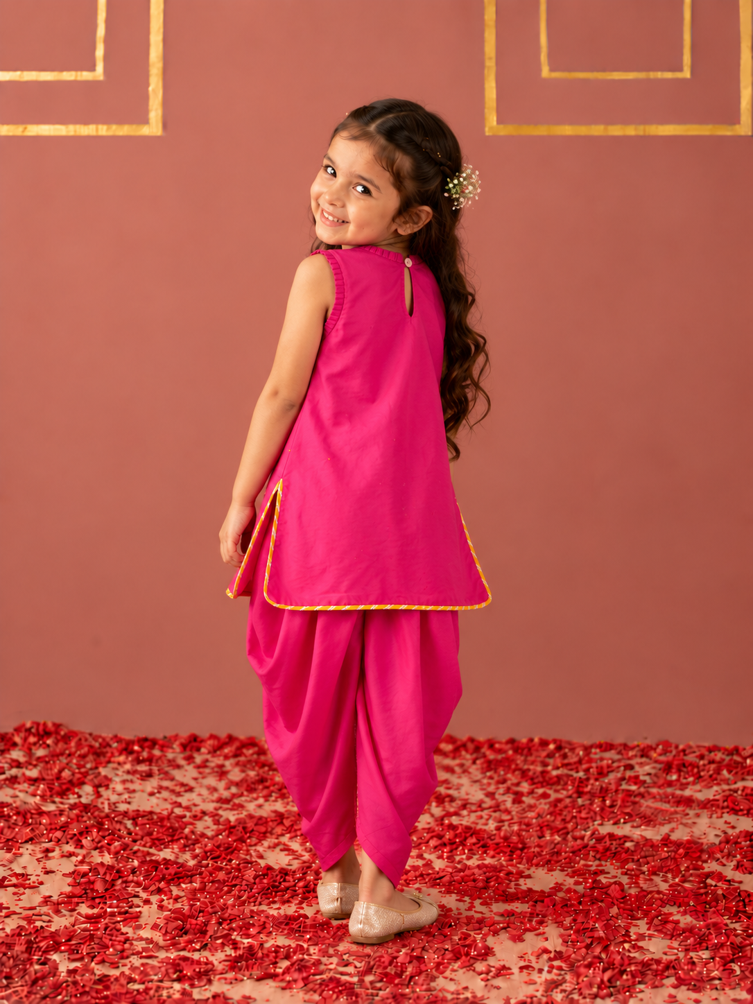 Pink Pataka Kurta and Cowl Pants