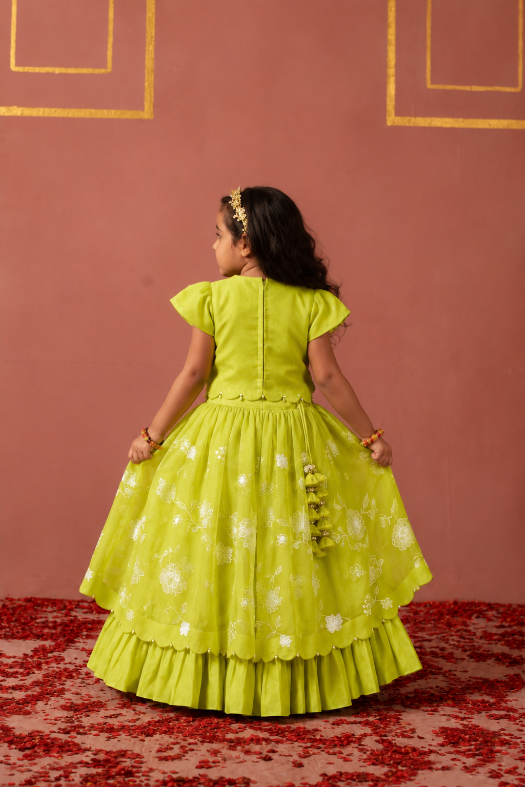 Lime Green Peter Pan Ghaghra