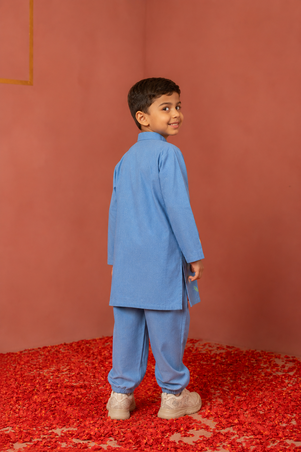 Denim Heart Embroidery Jogger’s Set
