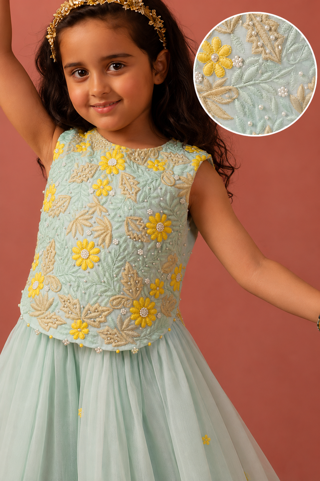 Thread work Organza top and pants