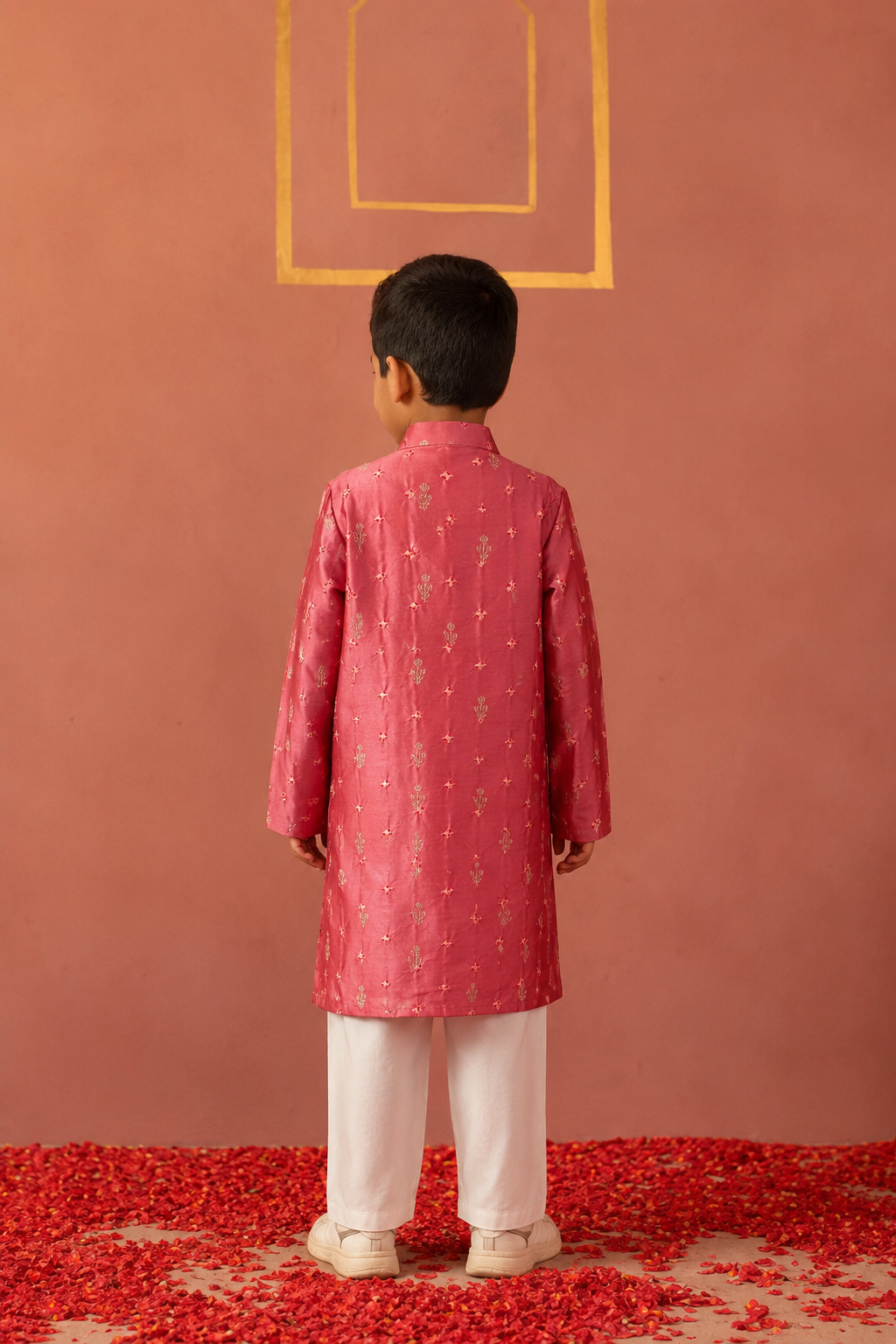 Dust Pink Bandhej Attached Jacket Set