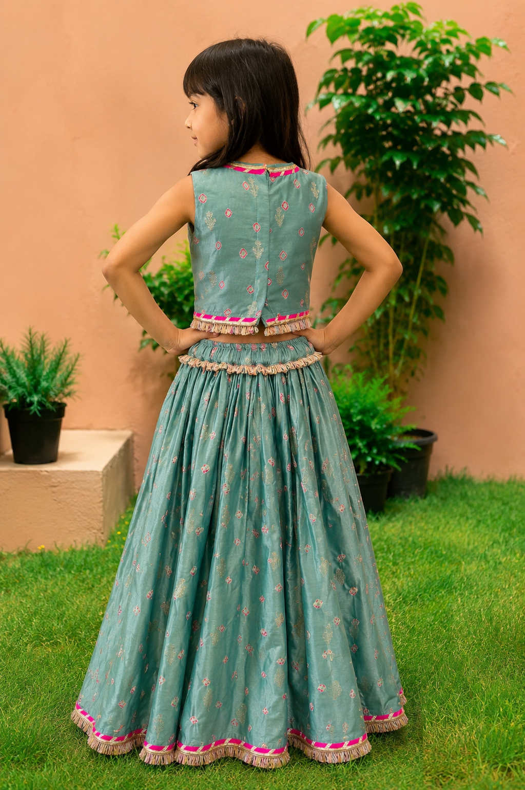 Mint Green Bandhej Lehenga Blouse Dupatta