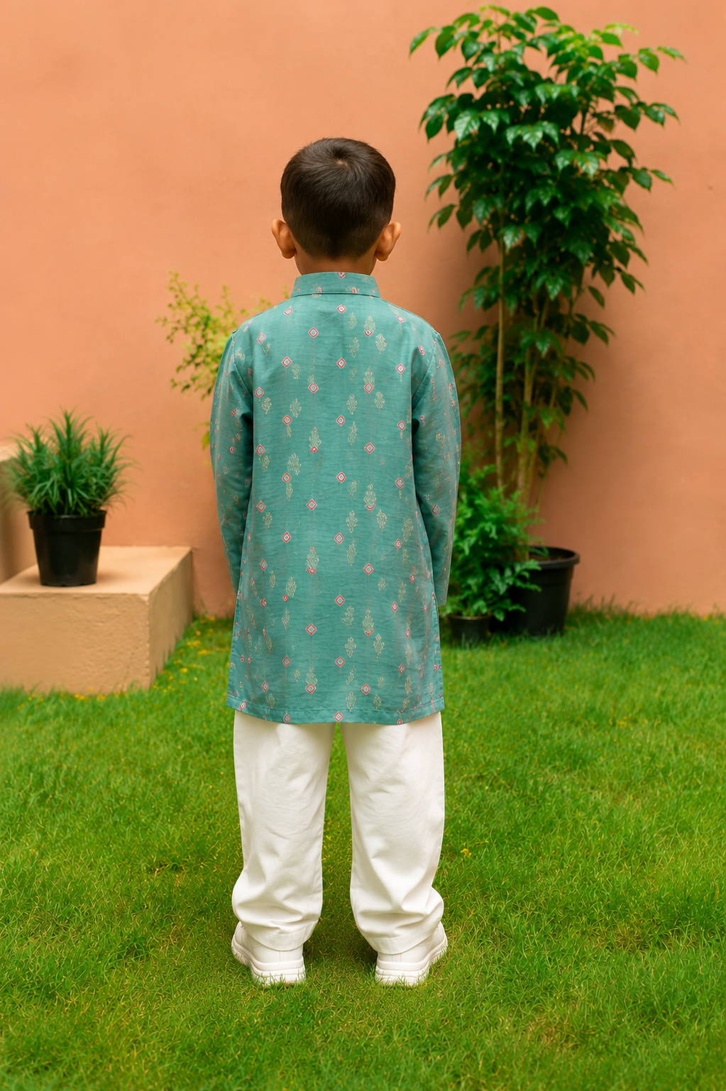 Mint Green Bandhej Kurta Pj