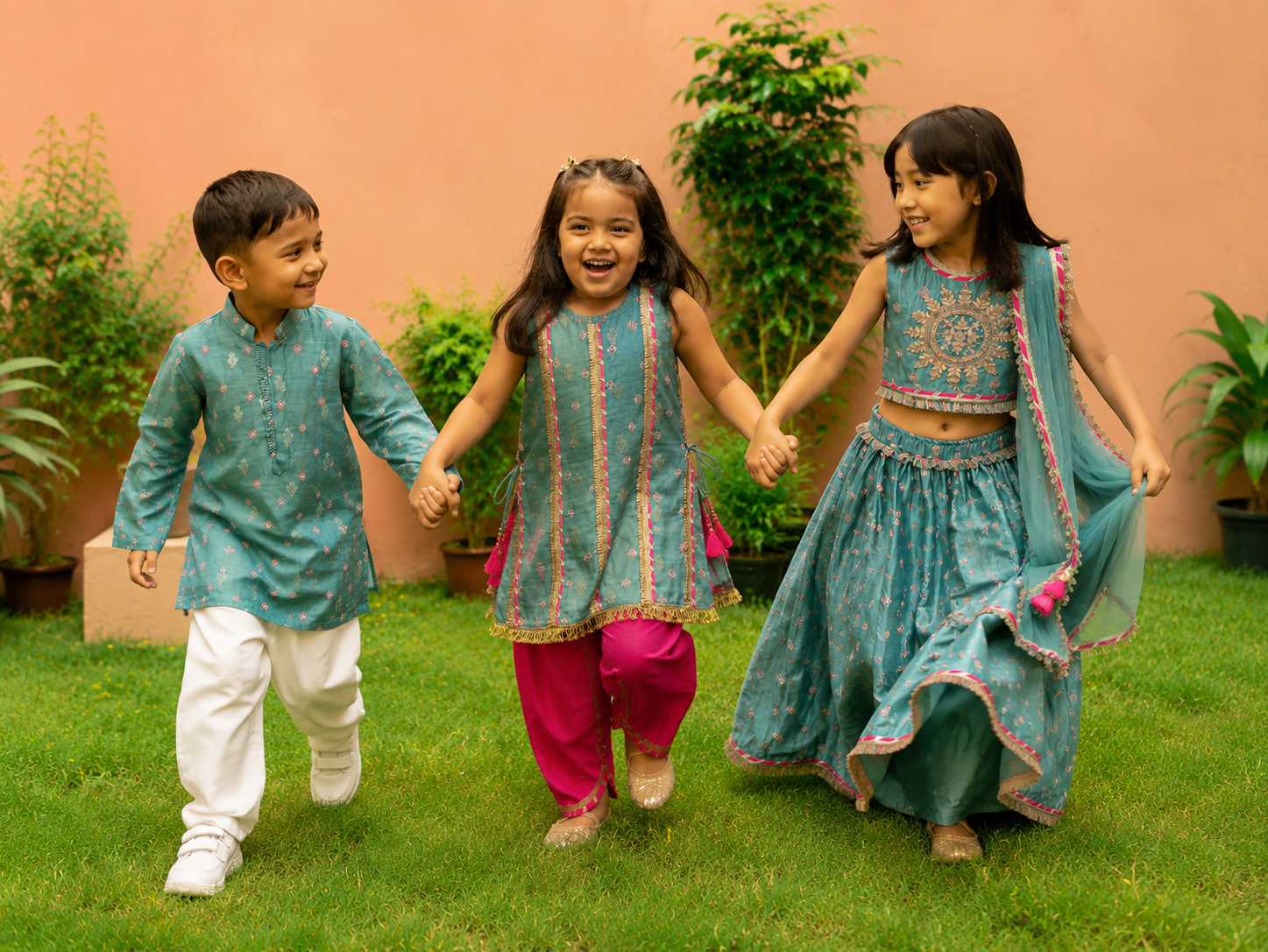 Mint Green Bandhej Tunic and Dhoti Pants