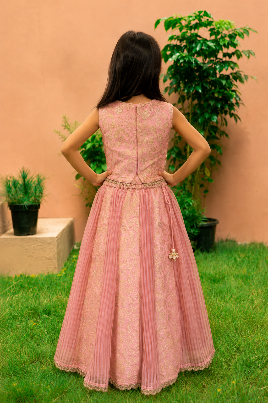 Brocade Hand embroidered Lehenga