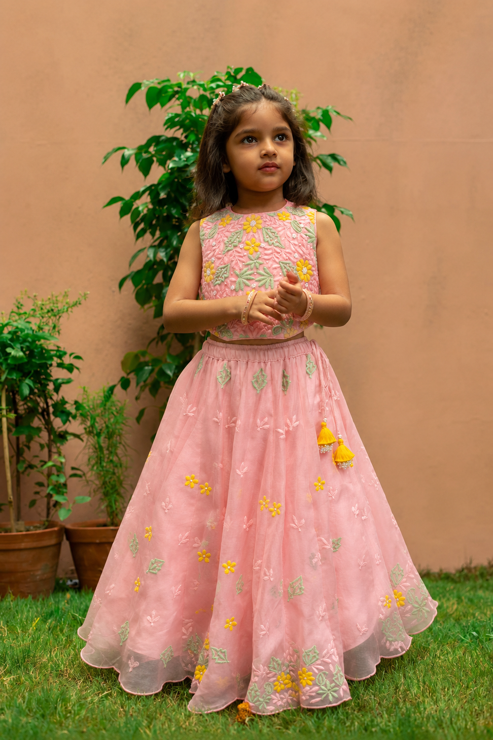 Pink Thread Work Lehenga Set