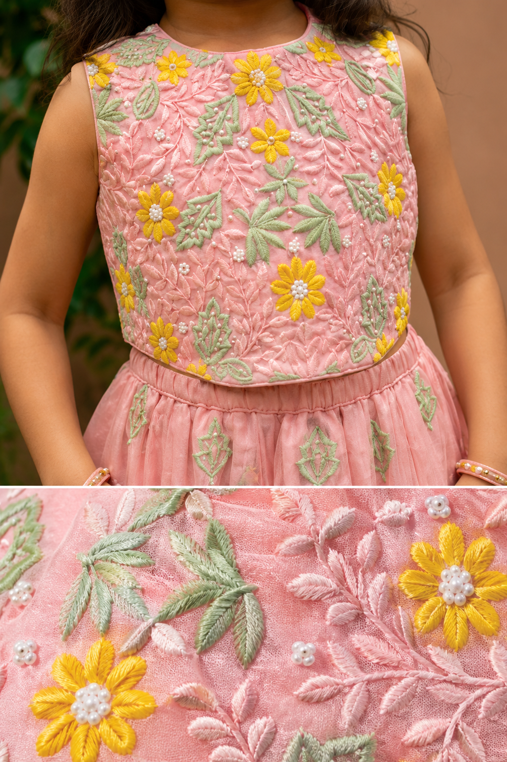 Pink Thread Work Lehenga Set