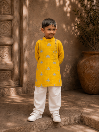 Mustard Clubs Kurta Set