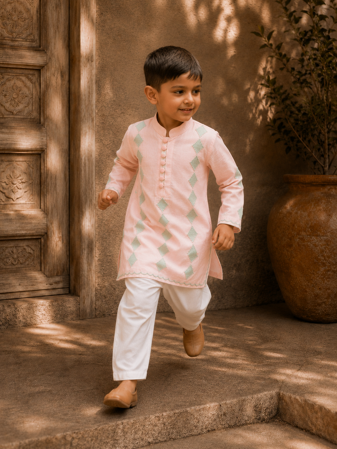 Pink Diamonds Thread Kurta Set