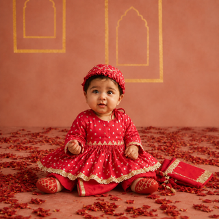 Red Bandhej Jamna Set