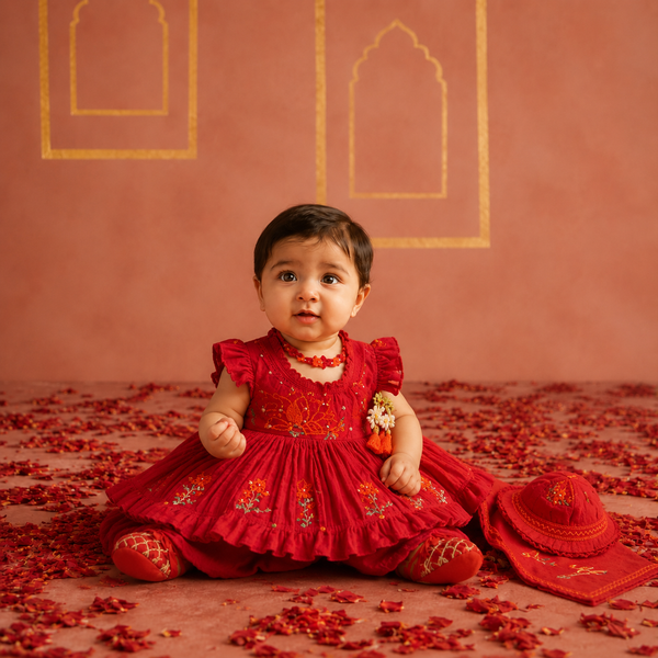 Red Angrakha Jamna Set