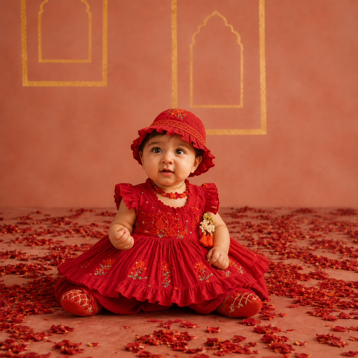 Red Angrakha Jamna Set