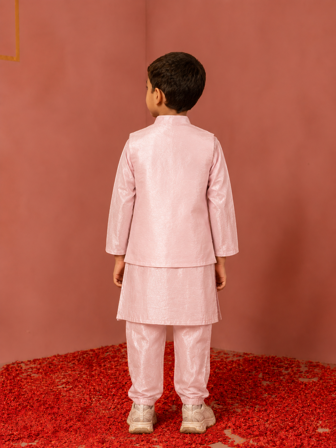 Pink Embroidered Jacket Set