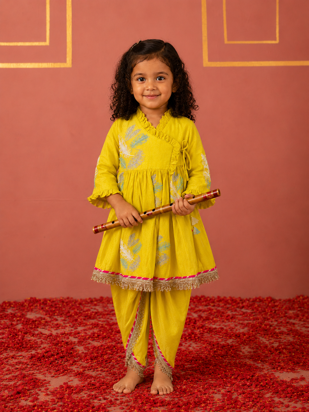 Yellow Mor Pankh Kurta and Dhoti Pants