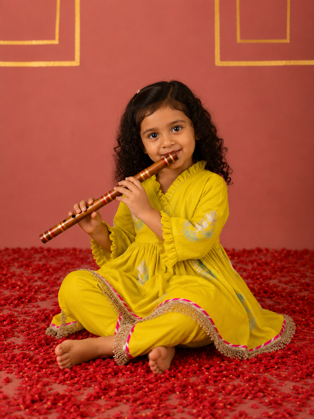 Yellow Mor Pankh Kurta and Dhoti Pants