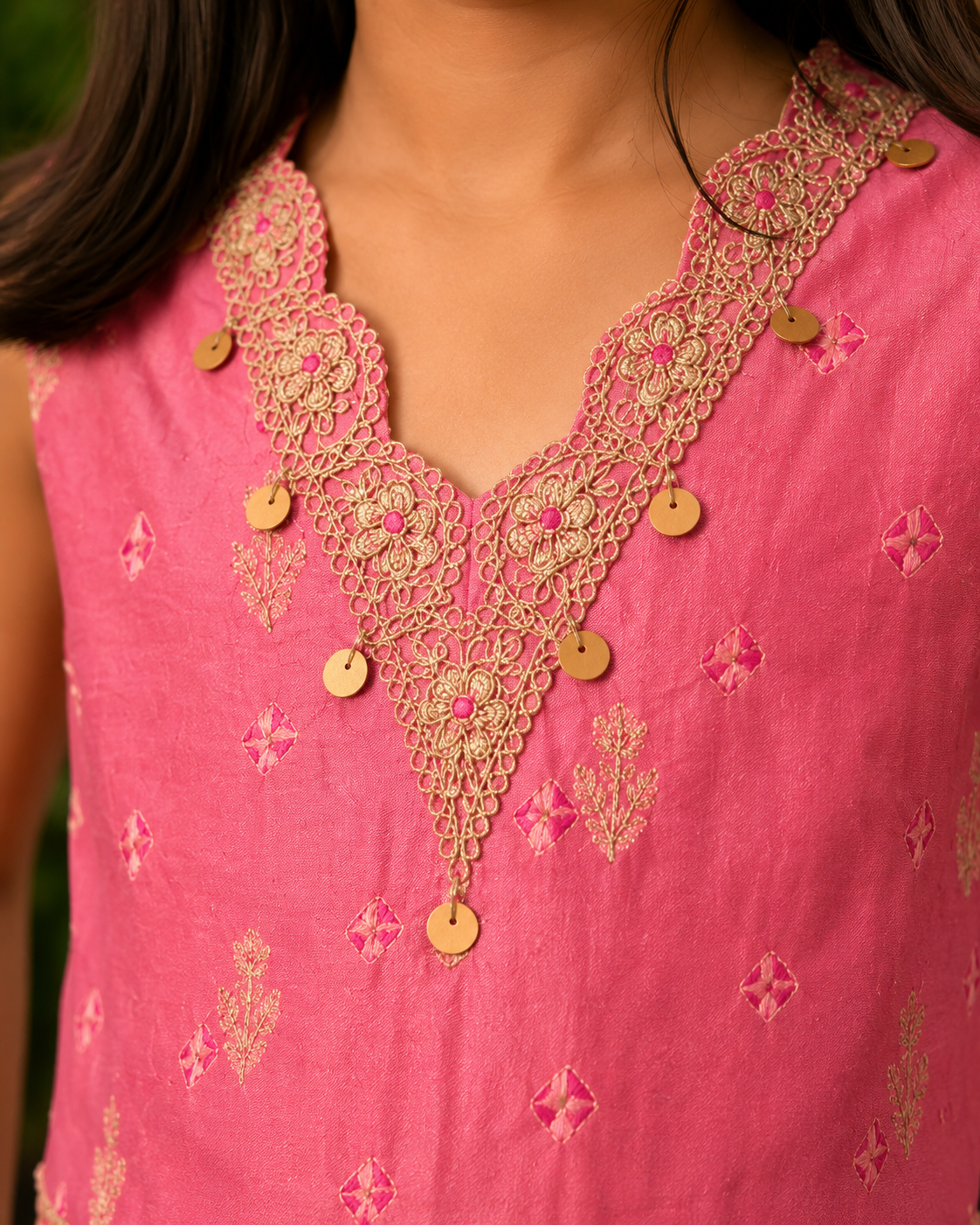 Dust pink Bandhej lehenga blouse