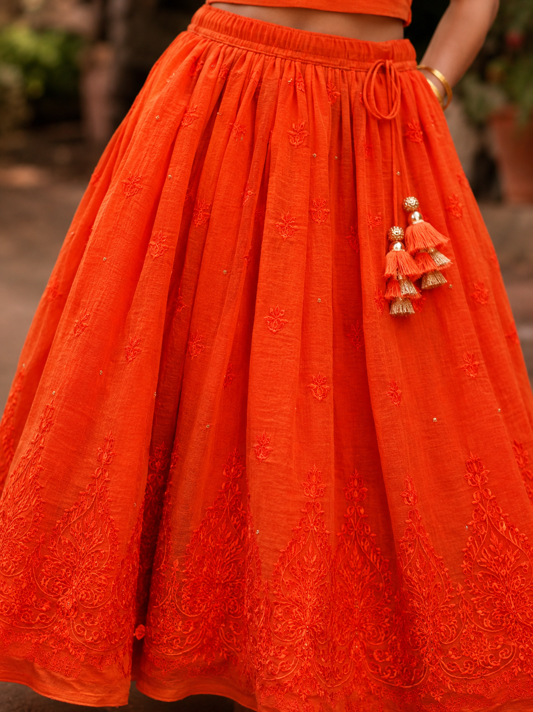 Orange Lakhnavi Lehenga