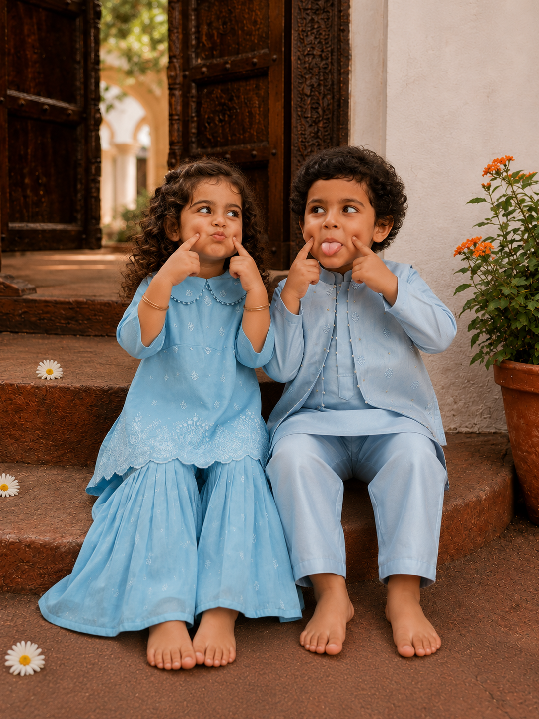 Blue lakhnavi Kurta Sharara