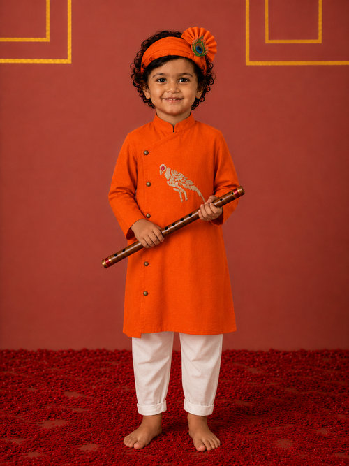 Orange Parrot Kurta Pyjama