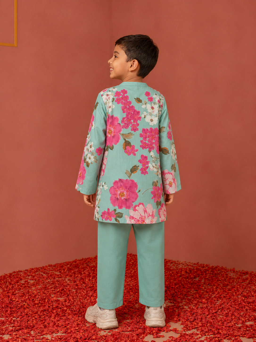 Mint Floral Printed Kurta