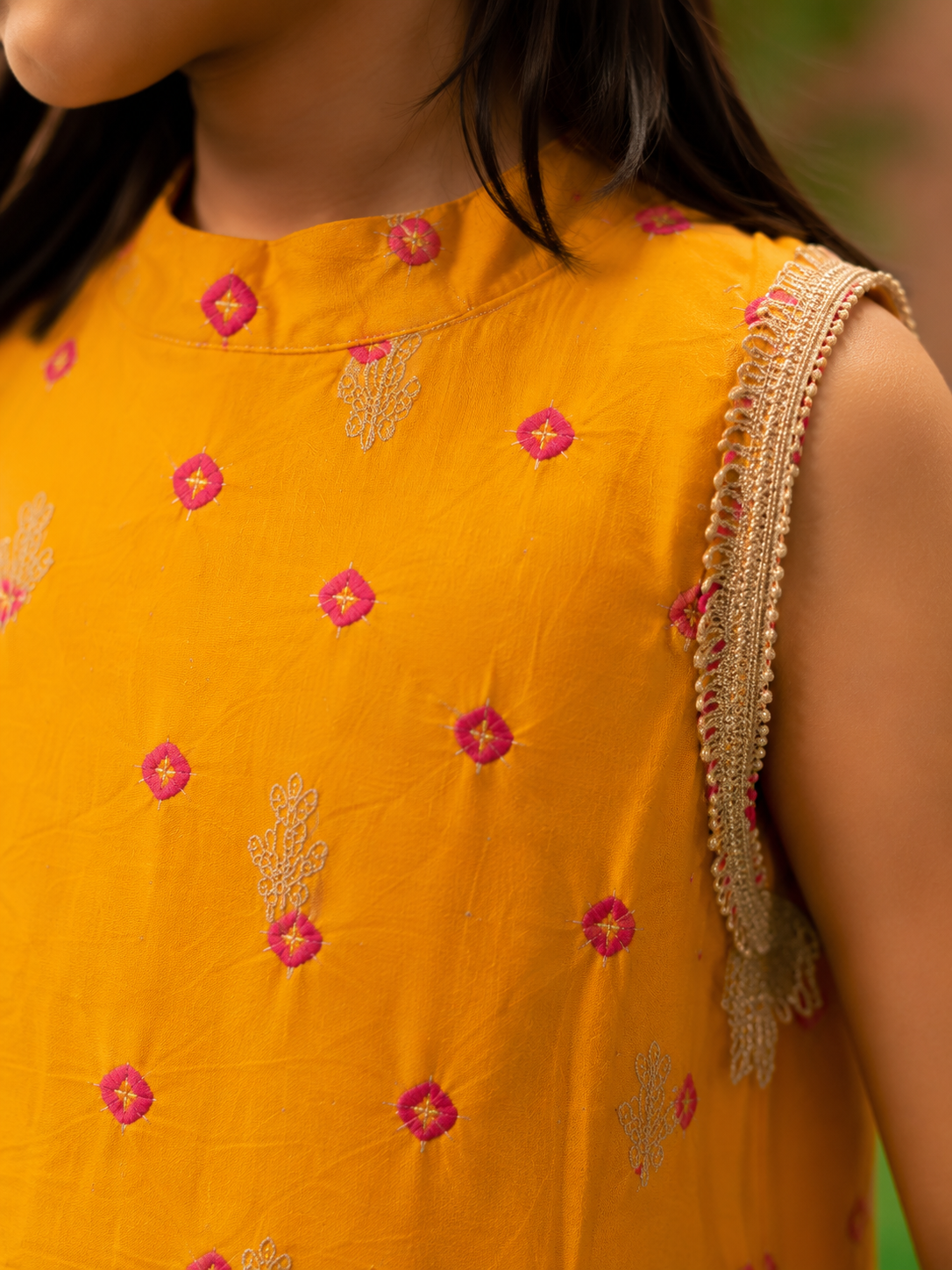 Mustard Bandhej Kurta