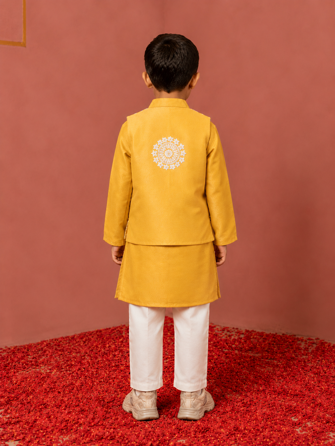 Mustard Embroidered Jacket Set
