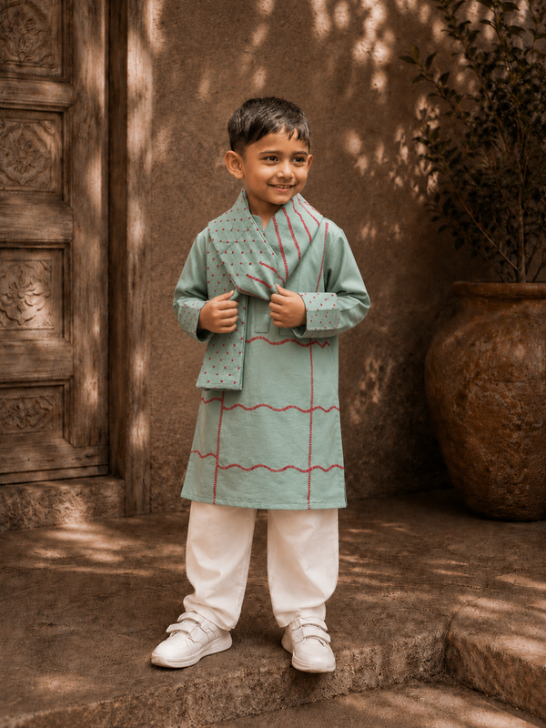 Drape Kurta Set Mint