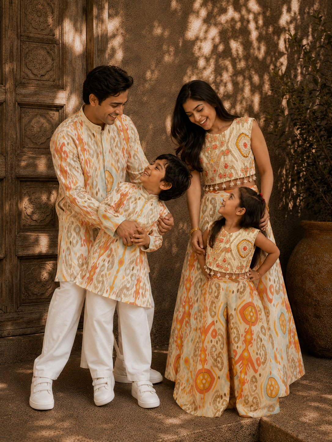 White Ikat Kurta Pj