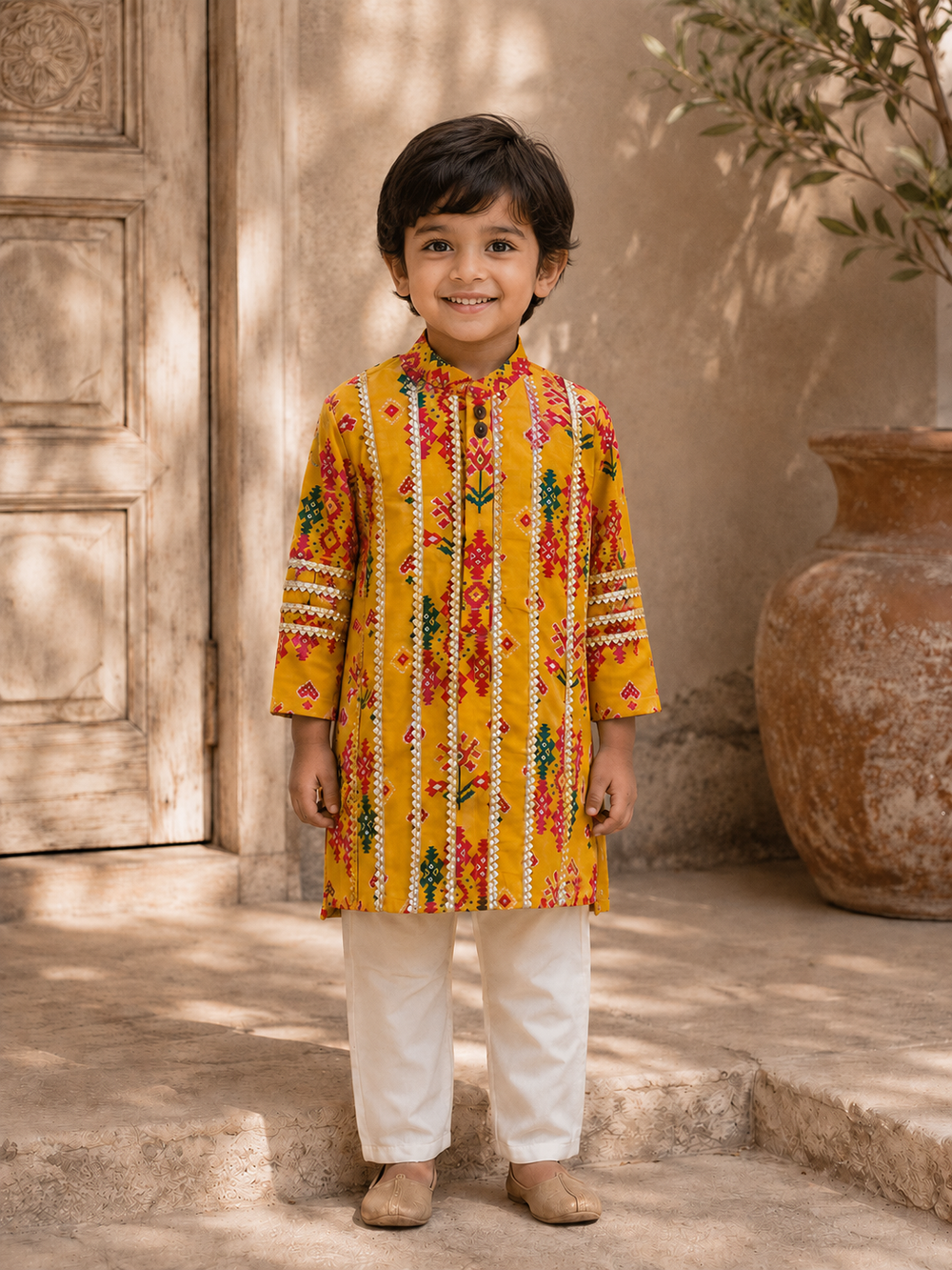 Yellow Patola Kurta Pyjama