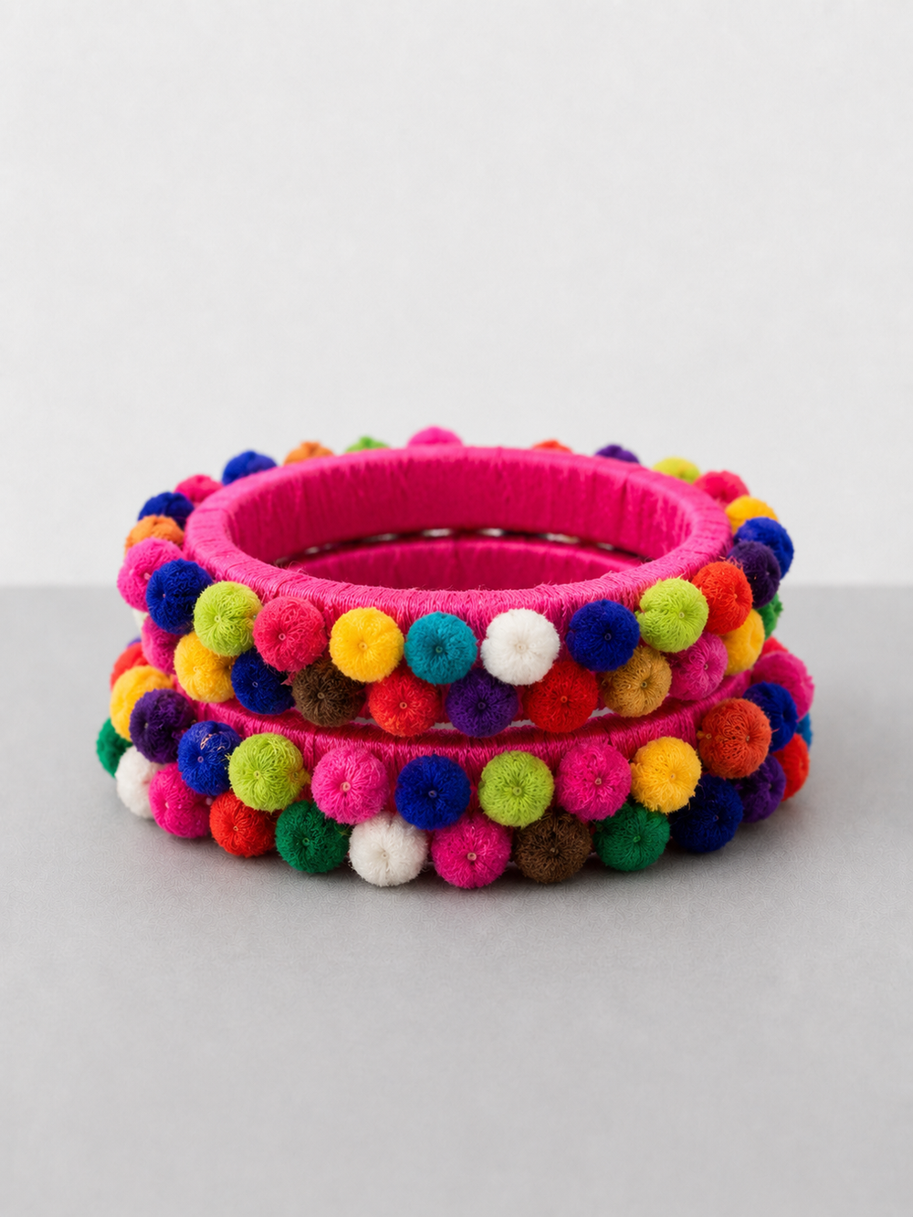 Pink Pompom Bangles
