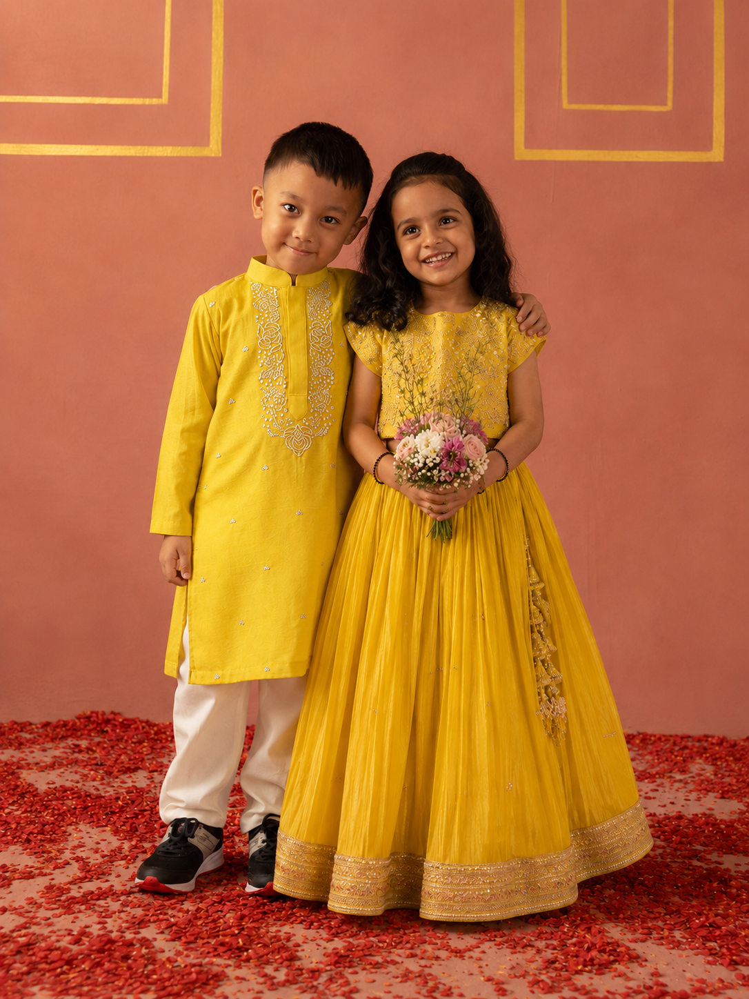 Yellow Moti Embroidered Kurta Pj
