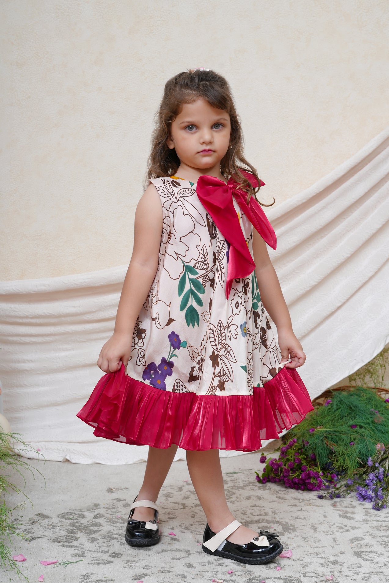 Off White Floral Printed Dress