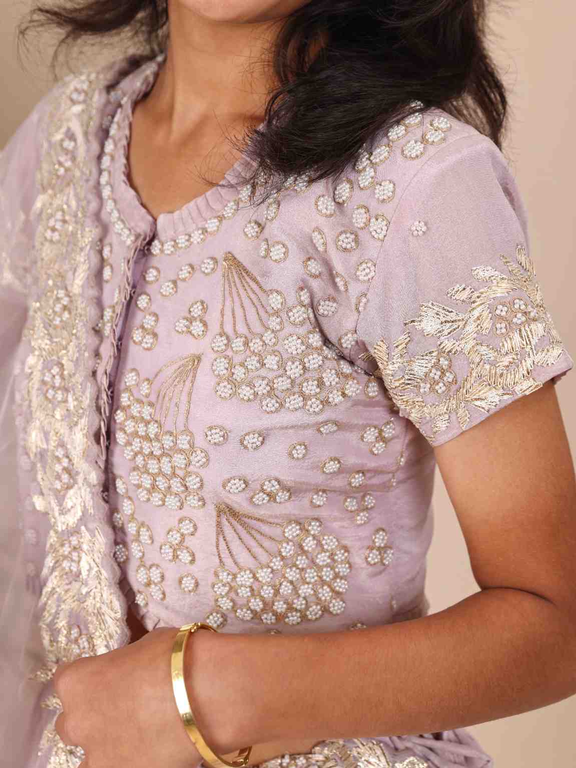 Lavender Ghagara and Blouse and Dupatta for Teenagers