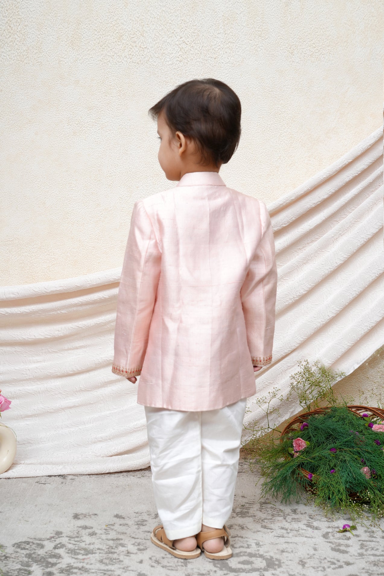 Zari and Thread Work Pink Sherwani Set