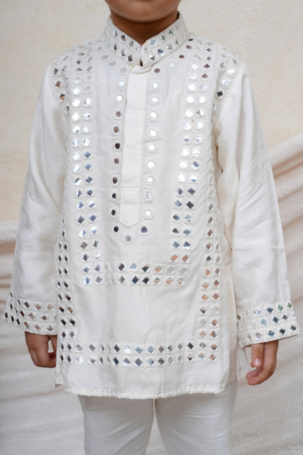 Off White mirror Embroidered Kurta and Pant
