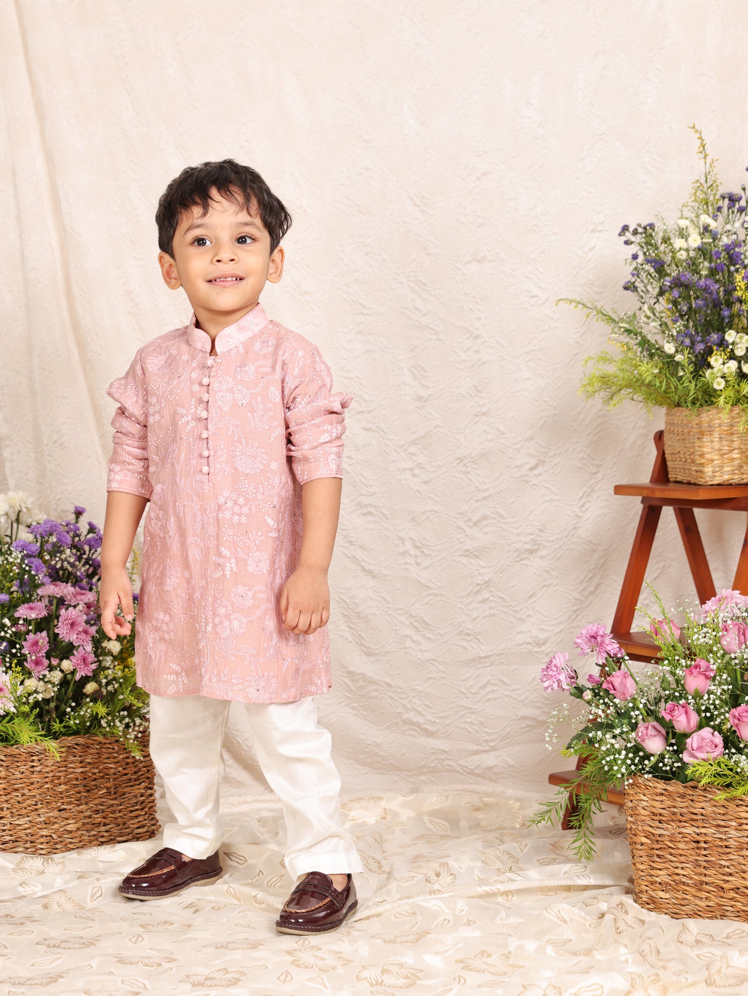 Dust Pink Lakhnavi Kurta and Pant