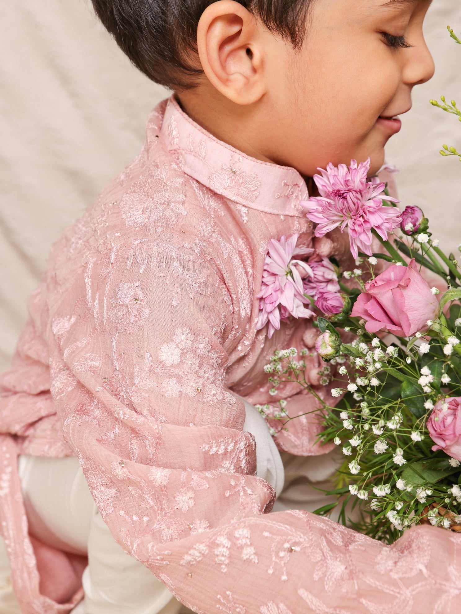 Dust Pink Lakhnavi Kurta and Pant