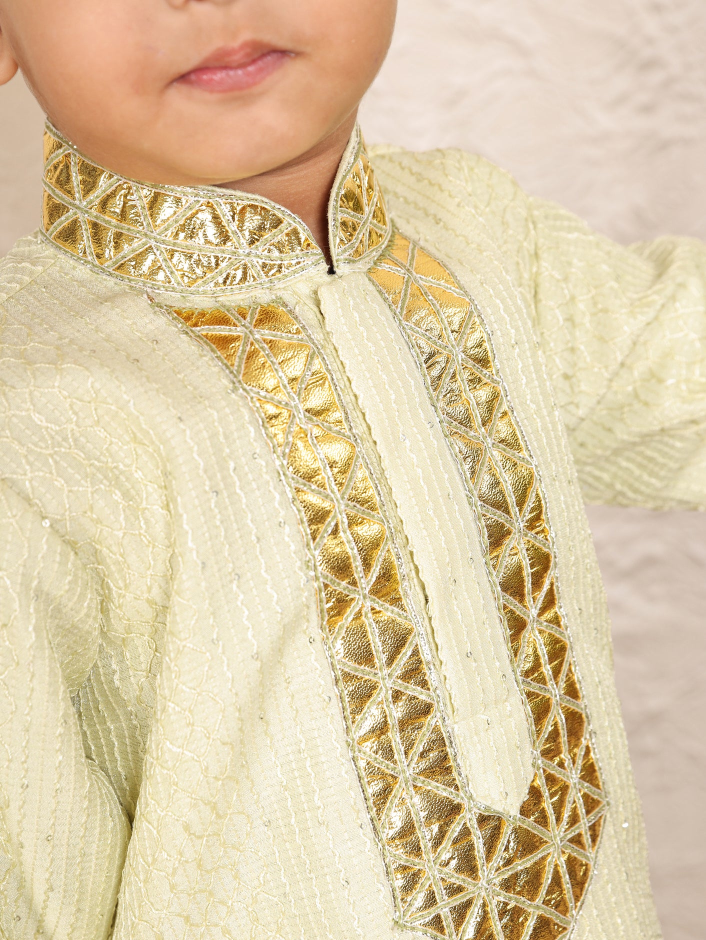 Mint Sequins and Leather Worked Kurta and Pant