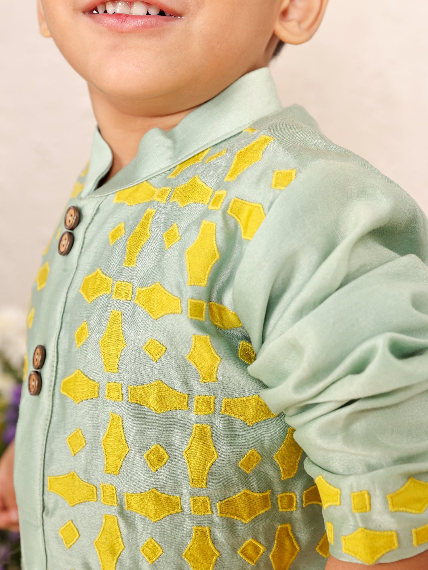 Mint Applique Kurta And Pant