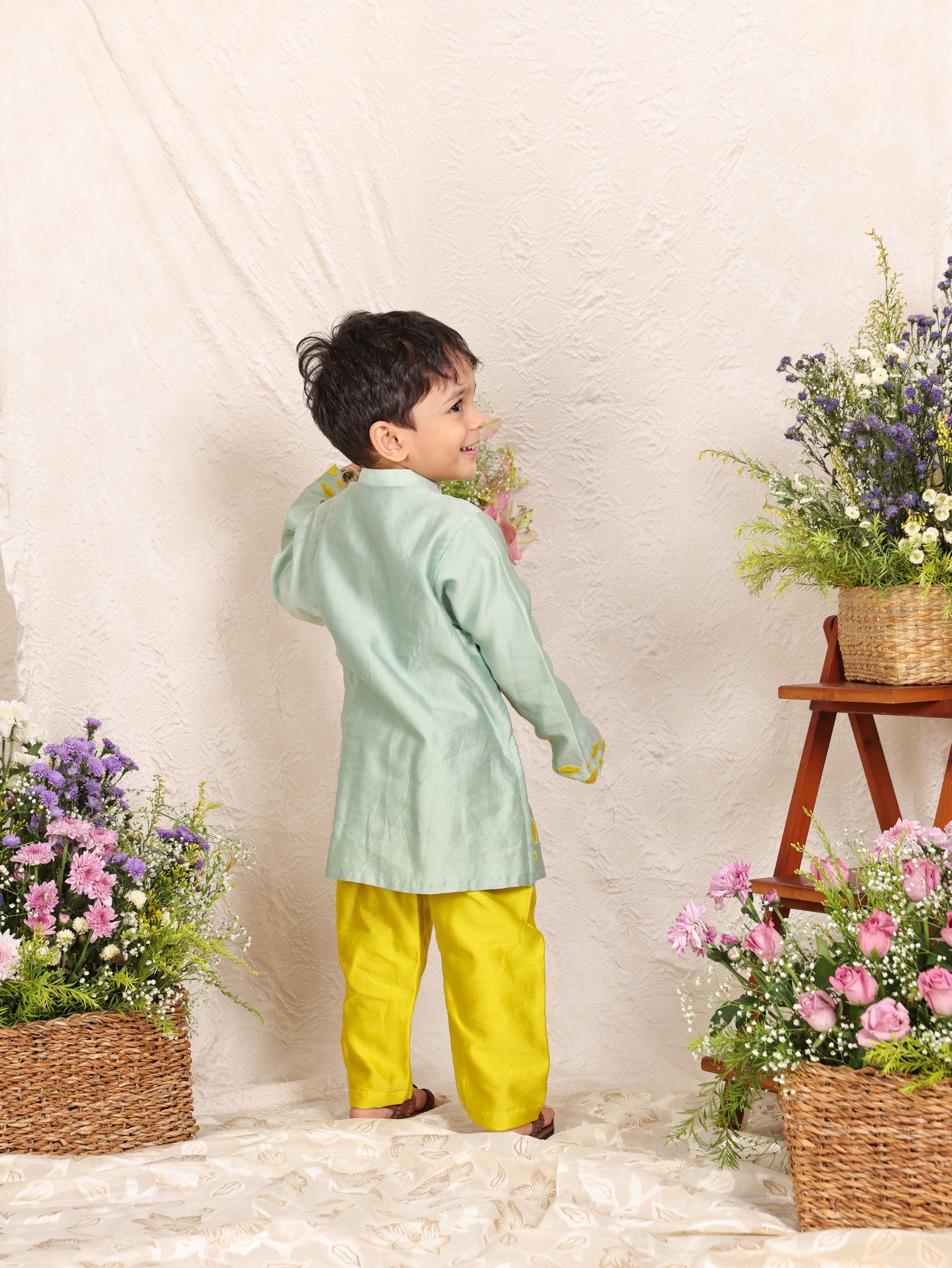 Mint Applique Kurta And Pant