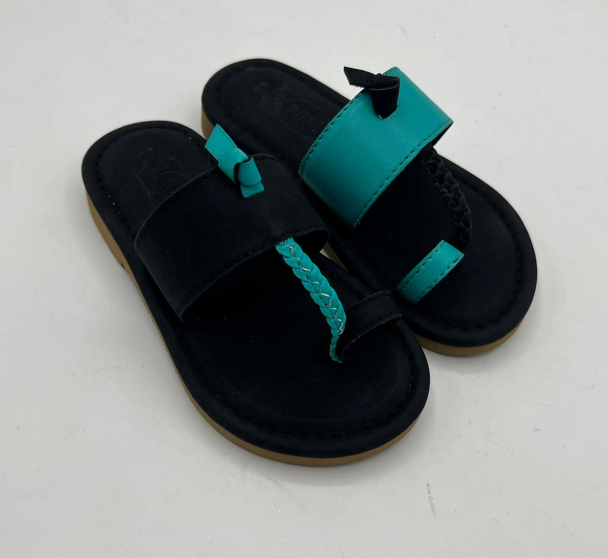 Teal & Black Slippers