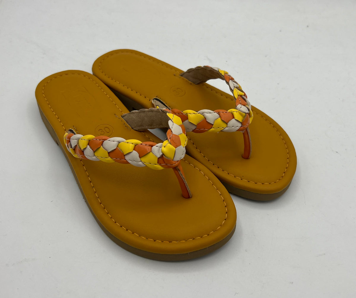 Ivory and Orange Weave Slipper