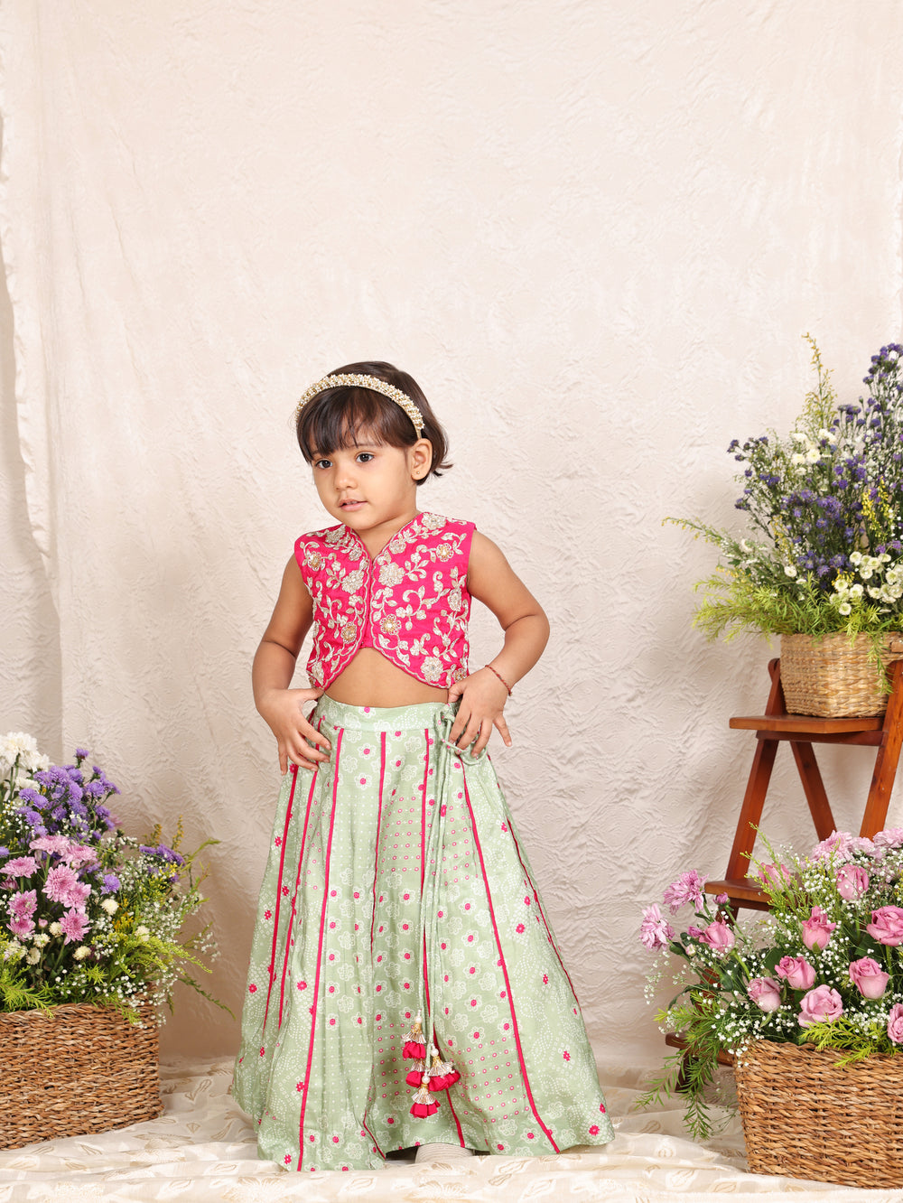 Pink Embroidered Ghaghra Set