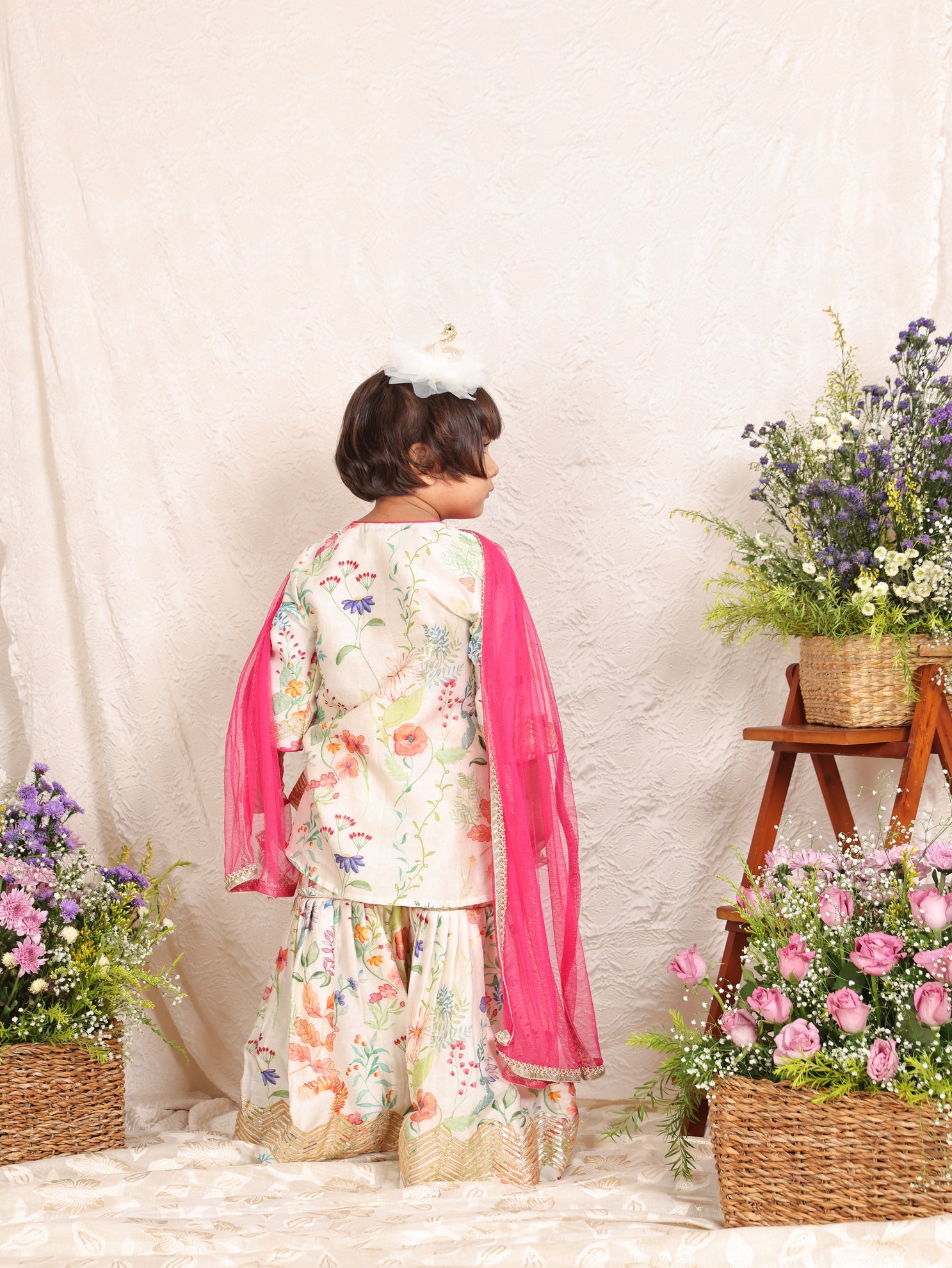 Floral Printed Kurta and Sharara with Dupatta
