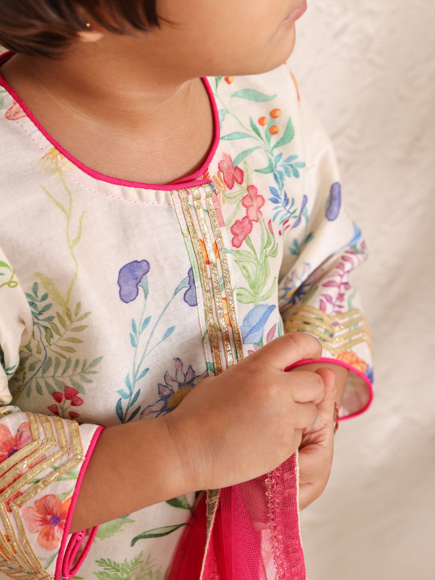 Floral Printed Kurta and Sharara with Dupatta