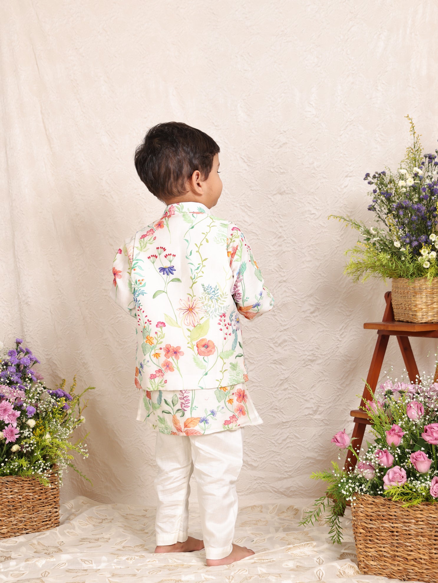 Floral Printed Nehru Jacket Kurta Set