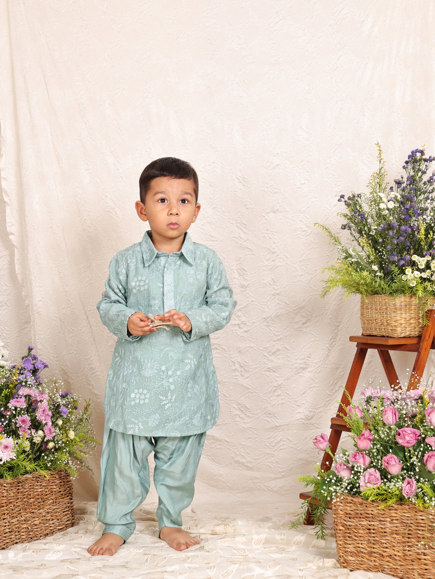 Mint Lakhnavi Pathani Kurta and Patiala