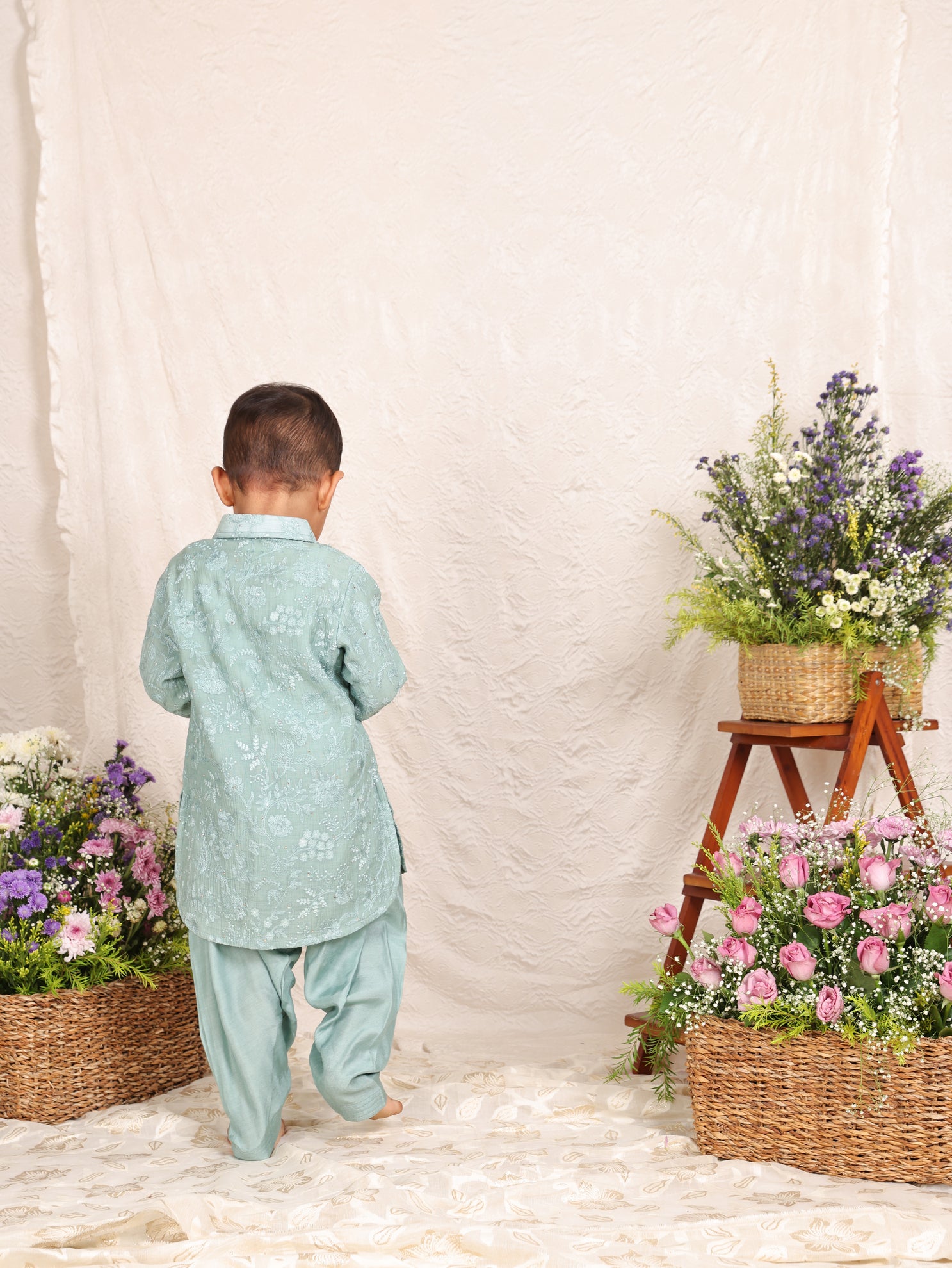 Mint Lakhnavi Pathani Kurta and Patiala