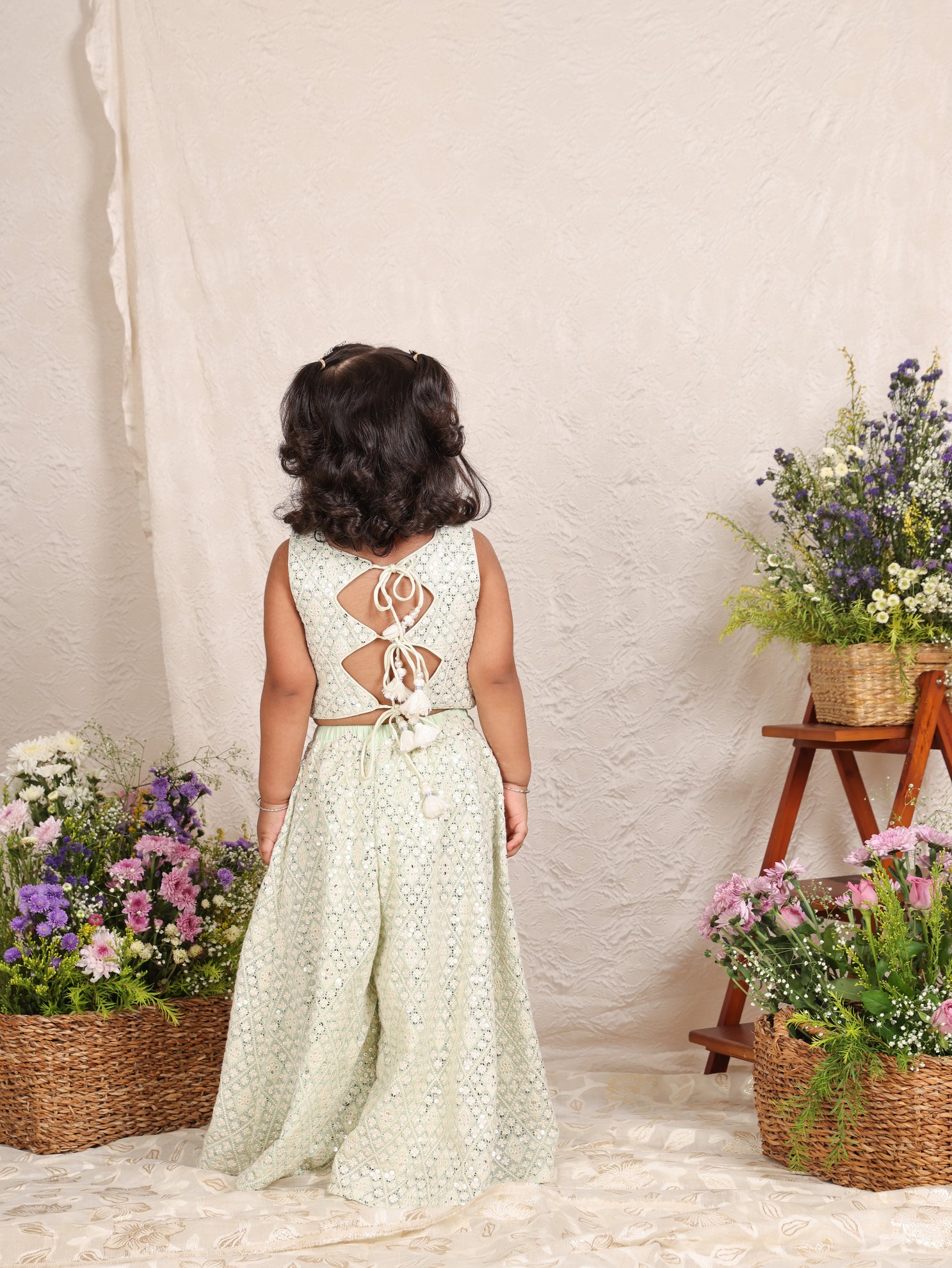 Mint Lakhnavi Top And Flare Pant