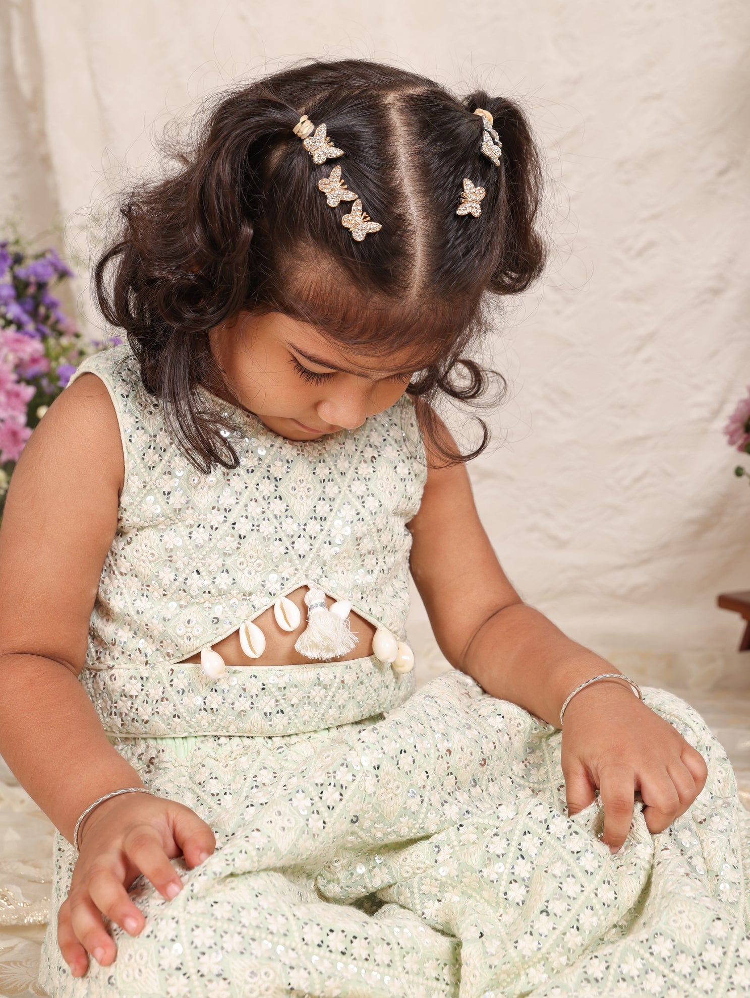 Mint Lakhnavi Top And Flare Pant
